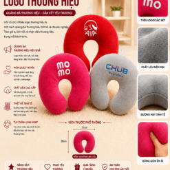GỐI TỰA CỔ, GỐI CHỮ U THÊU LOGO THƯƠNG HIỆU DOANH NGHIỆP, TỔ CHỨC SỰ KIỆN