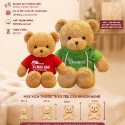 GẤU TEDDY LÔNG XÙ ÁO THÊU LOGO THƯƠNG HIỆU DOANH NGHIỆP, TỔ CHỨC SỰ KIỆN